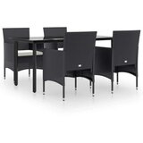  5-dijelni vrtni blagovaonski set s jastucima crni | shoptok.hr
