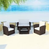 Maison Chic Seti vrtnega pohištva - Vrtna garnitura - Vrtni pohištvo set z blazinami 4-delna poli ratan rjava, (21806150) | Shoptok.si