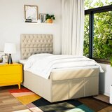  Krevet s oprugama i madracem krem 120 x 200 cm od tkanine | shoptok.hr