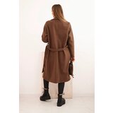 Kesi Włoski Women's suede coat tied at the waist brown | Shoptok.si