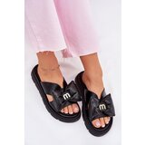 CheBello Ladies leather sandals on platform with bow 4647 black | ePonuda.com