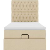 vidaXL Otomanski posteljni okvir z vzmetnico krem 100x200 cm blago | Shoptok.si