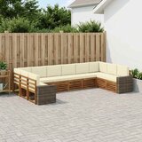  Set vanjskih sofa s jastukom 10 pcs Prirodna i krem Poliester | shoptok.hr