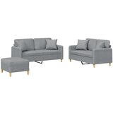 Maison Chic Sedežna garnitura - kavč 3-delna z vzglavniki svetlo sivo blago, (21729082) | Shoptok.si