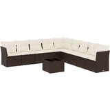  10-dijelni set vrtnih sofa od poliratana s jastucima smeđi | shoptok.hr