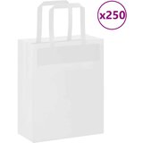 vidaXL Papirnate vrečke 250 kosov z ročaji bela 18x8x22 cm Cene