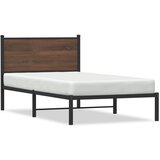 vidaXL Kovinski posteljni okvir z vzglavjem rjavi hrast 100x200 cm Cene