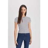 Defacto Fitted Crew Neck Striped Short Sleeve T-Shirt | Shoptok.si