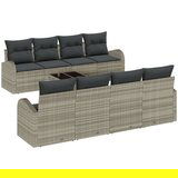 9 9-delni vrtni kavč set z blazinami svetlo siva poli ratan, (22093320) | Shoptok.si