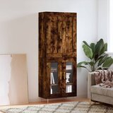 vidaXL Visoka komoda dimljen hrast 69,5x34x180 cm inženirski les | Shoptok.si