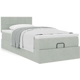 vidaXL Otomanski posteljni okvir z vzmetnico siv 100x200 cm žamet | Shoptok.si