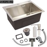 SHUANGLI Kuhinjski umivalnik, nerjaveče jeklo, zasnova z enim koritom, Brušeno 50cmx40, (5000140225) | Shoptok.si