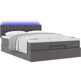  Otomanska postelja z vzmetnicami &LEDs siv 140x190cm um. usnje, (22011894) | Shoptok.si