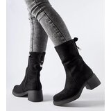 Gemre Black eco-suede block heel ankle boots Agordino | shoptok.hr