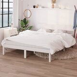 Maison Chic Posteljni okvir - Dvoposteljna postelja - Zakonska postelja bel iz trdne borovine 140x200 cm-J10037, (21761629) | Shoptok.si