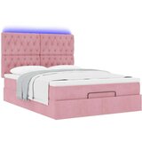  Otomanski krevet s madracima&amp LED ružičasti 140x190cm baršunasti | shoptok.hr