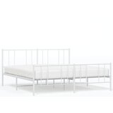 Metalni okvir kreveta uzglavlje i podnožje bijeli 193x203 cm | shoptok.hr