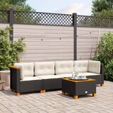Maison Chic Seti vrtnega pohištva - Vrtna garnitura - Vrtni pohištvo set 5-delna z blazinami črn poli ratan, (21815274) | Shoptok.si