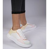 Gemre White-yellow sporty faux leather sneakers Lavilia | Shoptok.si