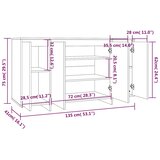  Komoda sjajna bijela 135 x 41 x 75 cm od konstruiranog drva | shoptok.hr