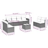  9-dijelni set vrtnih sofa s jastucima crni od poliratana | shoptok.hr