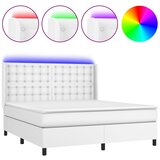 vidaXL Box spring postelja z vzmetnico LED bela 180x200cm umetno usnje, (20999298) Cene