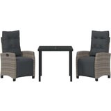  Set vrtne blagovaonice od 3 dijela Siva Poly Ratan | shoptok.hr