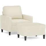 vidaXL Fotelja s tabureom krem 60 cm baršunasta | shoptok.hr