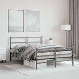 vidaXL Kovinski posteljni okvir z vzglavjem in vznožjem črn 135x190 cm | Shoptok.si