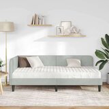 vidaXL Kotna postelja z vzmetnico Svetlo siva 90 x 190 cm Žamet | Shoptok.si