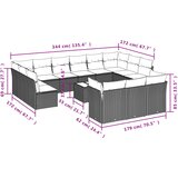  14-dijelni set vrtnih sofa s jastucima poliratan crni | shoptok.hr