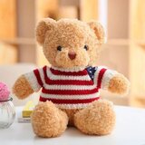 Plišana igračka medo sa prugastim puloverom 32cm - crveno/smeđi | shoptok.hr