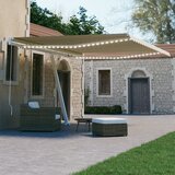 vidaXL Ročno zložljiva tenda z LED lučmi 450x300 cm krem | Shoptok.si