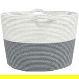 Košara za rublje sivo-bijela Ø 60 x 36 cm pamučna | shoptok.hr