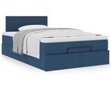  Otomanski okvir kreveta s madraca plavi 120x190 cm od tkanine | shoptok.hr