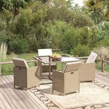  5-dijelni vrtni blagovaonski set od poliratana s jastucima bež 109 cm table length | shoptok.hr