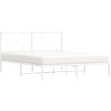 vidaXL Kovinski posteljni okvir z vzglavjem bel 150x200 cm | Shoptok.si