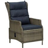 vidaXL nastavljiv vrtni stol z blazinami poli ratan rjav | Shoptok.si