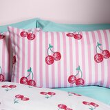 Catherine Lansfield Bijela/ružičasta posteljina za bračni krevet/za produženi krevet 230x220 cm Disco Cherries Stripes – | shoptok.hr