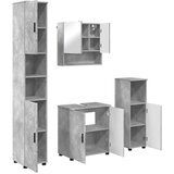  Set namještaja za kupaonicu Zidne s vratima 4 pcs Betonski sivi | Eponuda.com