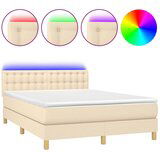 The Living Store Box spring postelja z vzmetnico LED krem 140x200 cm blago - Box Spring Postelja, (21521481) | Shoptok.si
