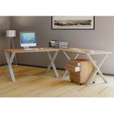 MID.YOU KOTNA PISALNA MIZA leseni material srebrne barve, hrast sonoma | Shoptok.si
