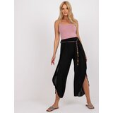 Fashion Hunters Black fabric trousers with slits OCH BELLA | Shoptok.si
