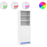 vidaXL Visoka omara z LED bela 69x32,5x200 cm inženirski les | Shoptok.si