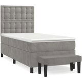 Box spring postelja z vzmetnico svetlo siva 80x200 cm žamet, (20790559) | Shoptok.si