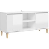 vidaXL TV omarica in trdne lesene noge visok sijaj bela 103,5x35x50 cm, (20913023) Cene