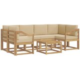 vidaXL Zunanja garnitura za sedenje z blazino 7 pcs Bela in bež, (5000281502) | Shoptok.si