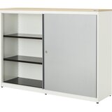 mauser Omara z drsnimi vrati, VxŠxG 1180 x 1600 x 432 mm, plošča iz umetne mase, 2 x 2 polici, čista bela / aluminijasto siva / javor | Shoptok.si