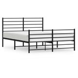 vidaXL Kovinski posteljni okvir z vzglavjem in vznožjem črn 120x200 cm | Shoptok.si