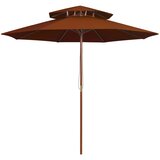 vidaXL Dvojni senčnik z lesenim drogom terakota 270 cm | Shoptok.si